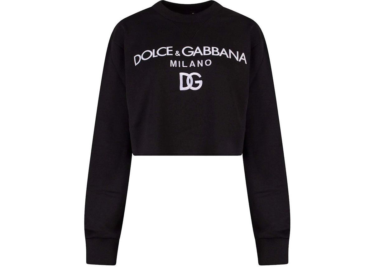 Dolce & Gabbana Woman Cotton Frontal Logo Sweatshirt Black