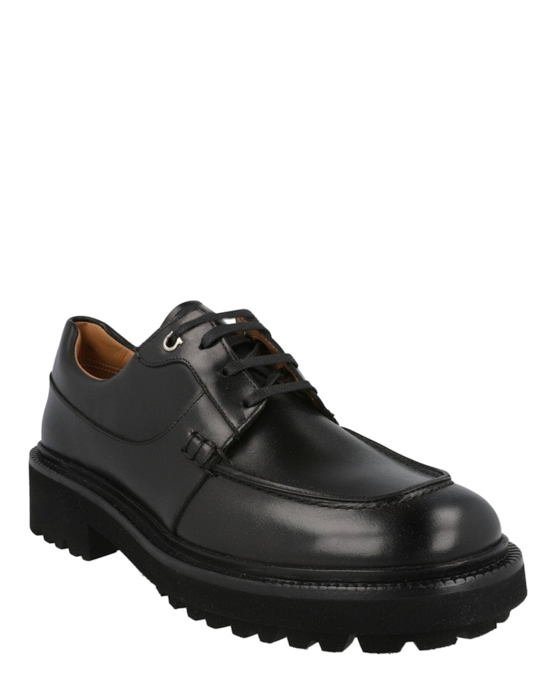 Ferragamo Gorin Lace Up Derby Shoes Black