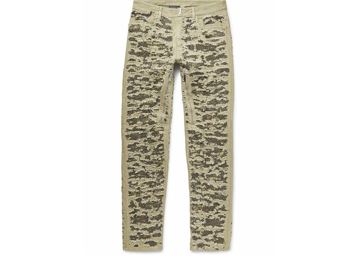 Givenchy Slim-Fit Distressed Jeans Green