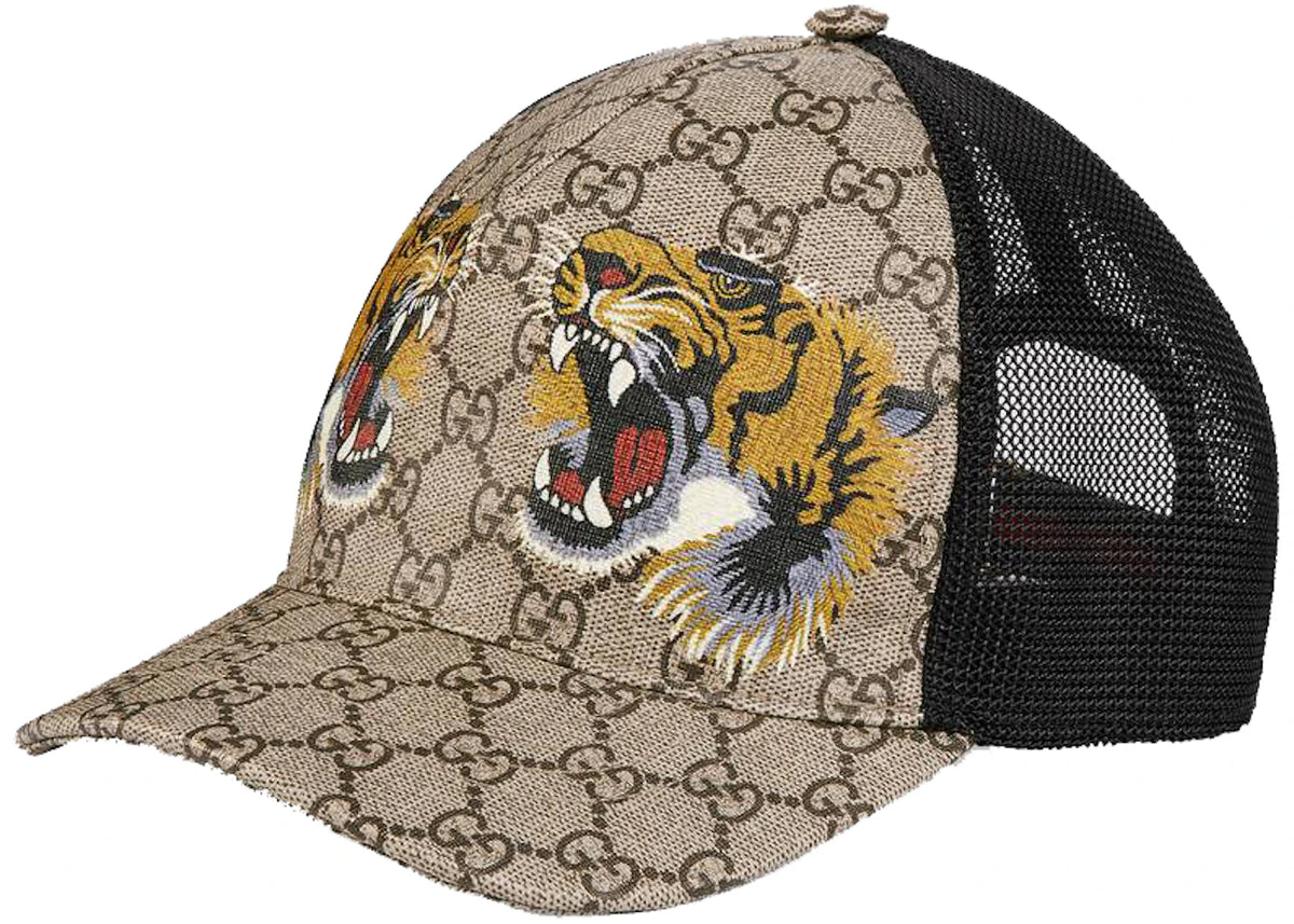 Gucci Tigers Print GG Supreme Baseball Hat Beige/Brown