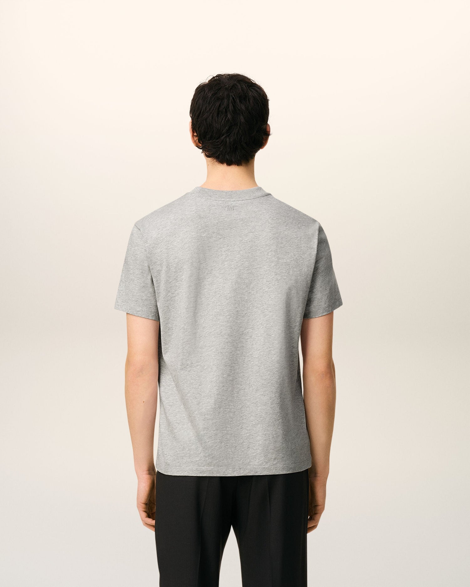 AmiParis Grey Cotton Contrasted Adc T-Shirt