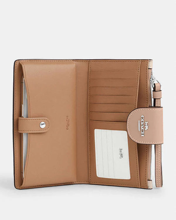 Coach Phone Wallet In Signature Canvas Signature Canvas-Silver-Sand-Taupe