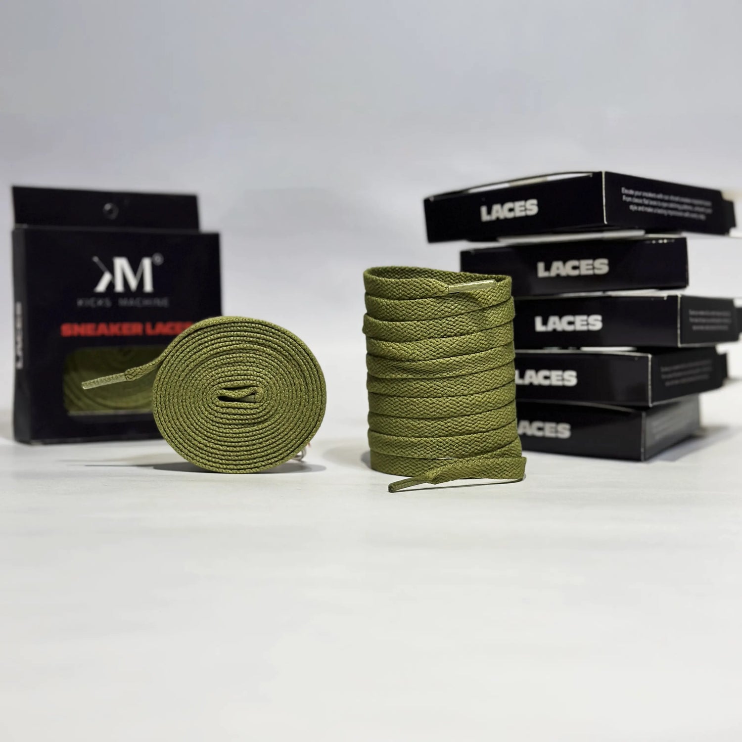 Flat Sneaker Laces- Olive Green Jordan laces AJ1 Laces Kicks Machine