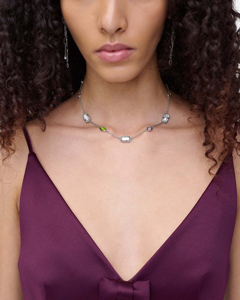 Marc Jacobs Marc Jacobs The J Marc Luxe Gem Station Necklace Silver/Multi Silver/multi