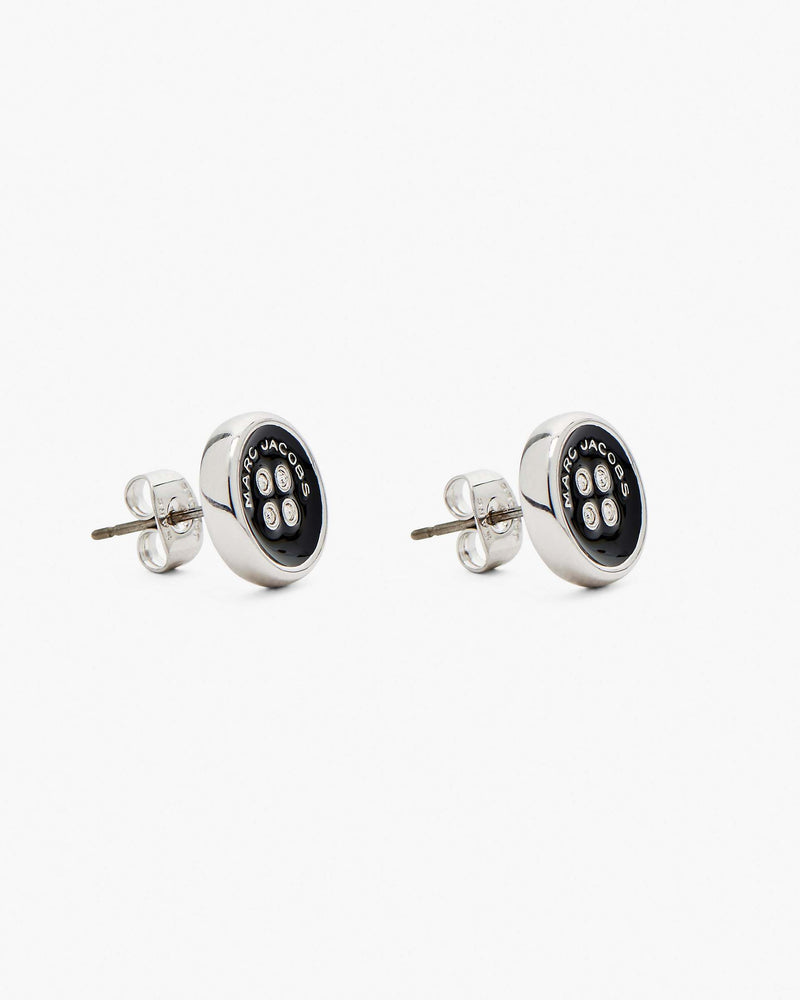 Marc Jacobs Marc Jacobs The Button Stud Earrings Silver/Black Silver/black