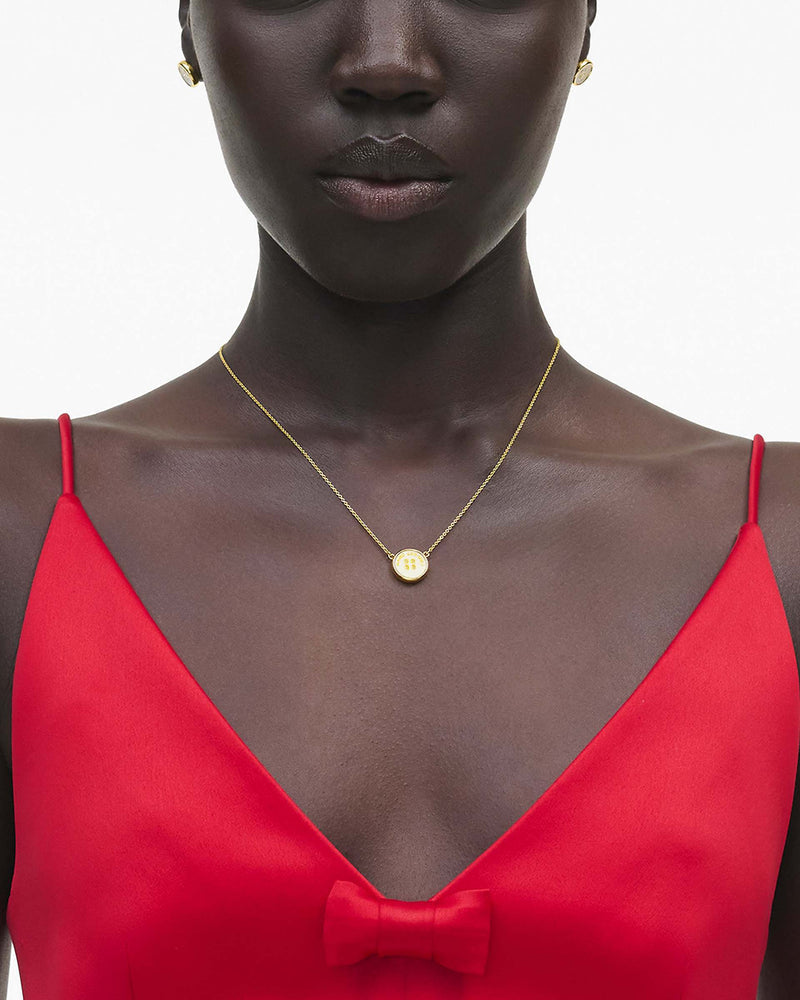 Marc Jacobs Marc Jacobs The Button Pendant Necklace Gold/Cream Gold/cream