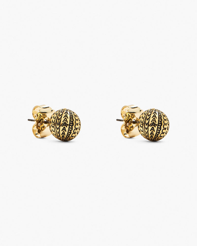 Marc Jacobs Marc Jacobs The Monogram Stud Earrings Light Antique Gold Light Antique Gold