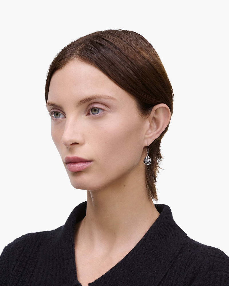 Marc Jacobs Marc Jacobs The Button Drop Earrings Silver/Black Silver/black