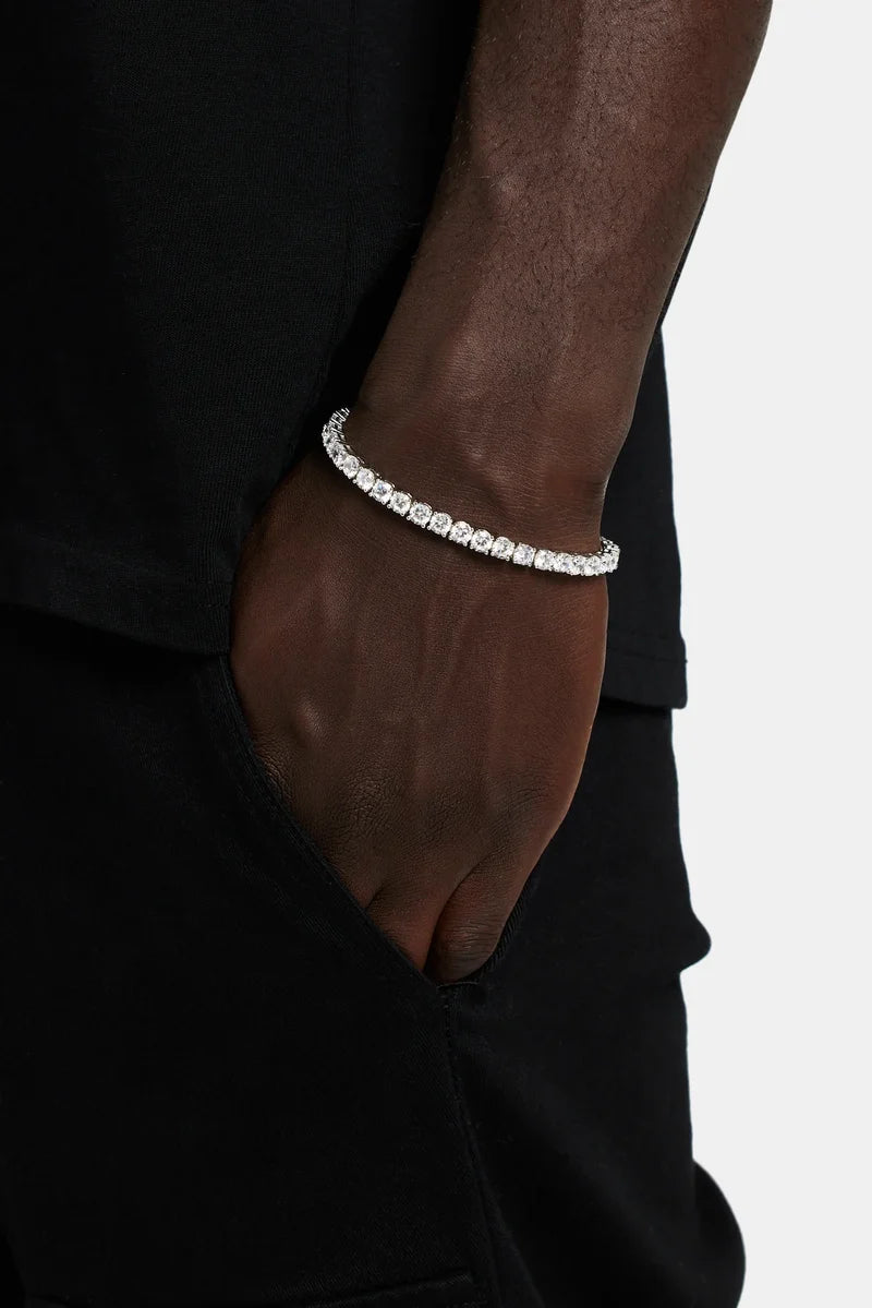 Round Cut Tennis Bracelet in White Gold - 5mm