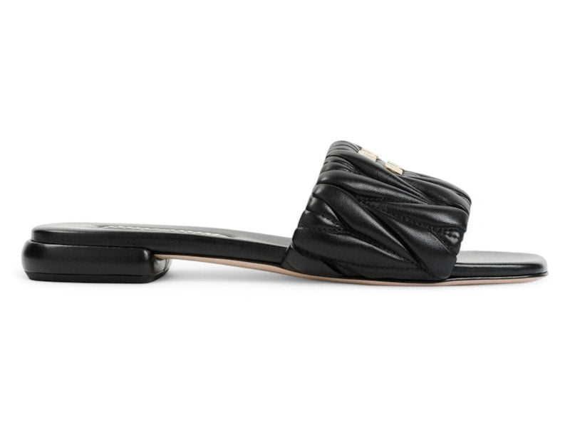 Miu Miu Logo Detailed Slip-On Sandals Black (Women's)