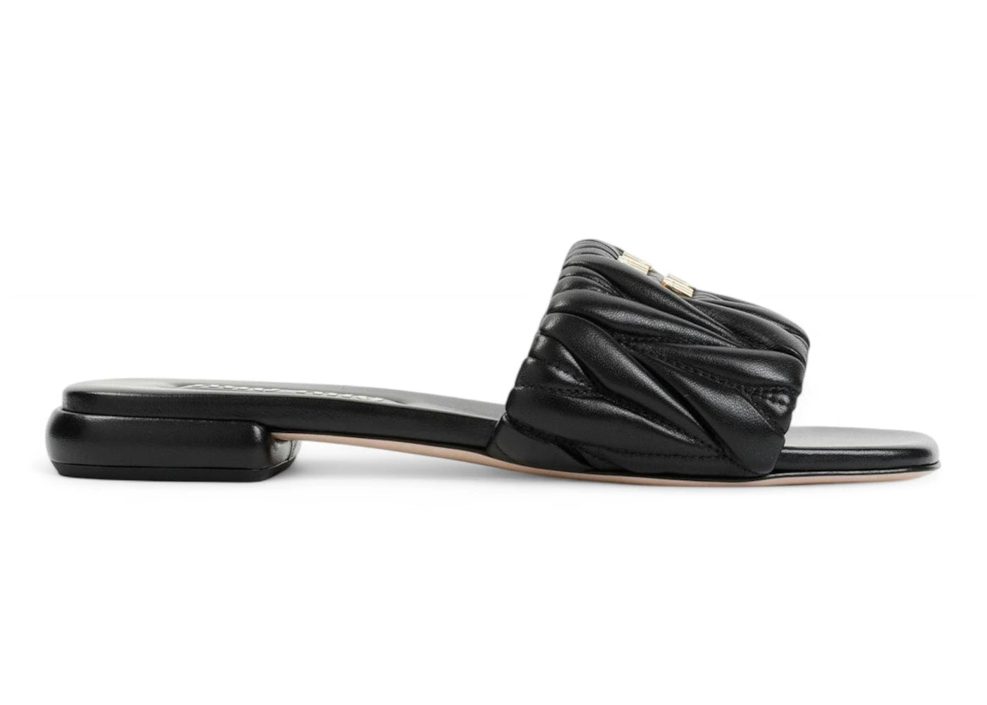 Miu Miu Logo Detailed Slip-On Sandals Black (Women's)
