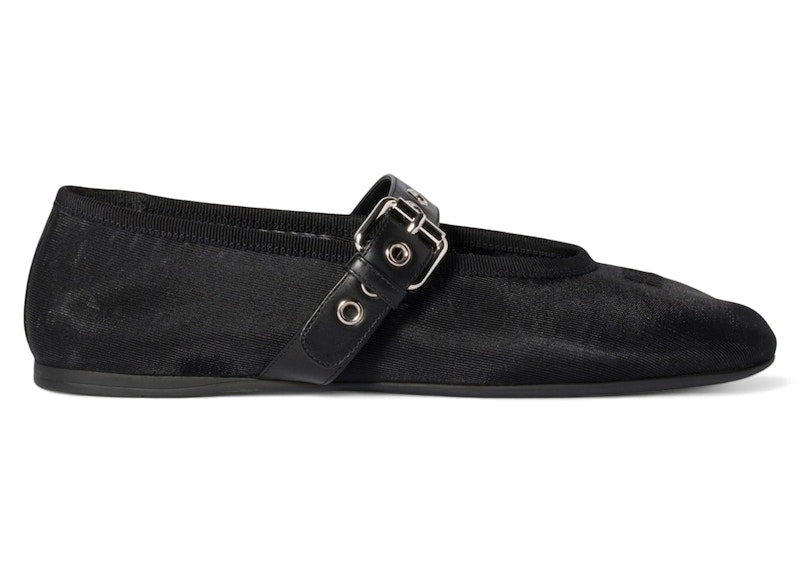Miu Miu Mesh Fabric Ballerinas Black (Women's)