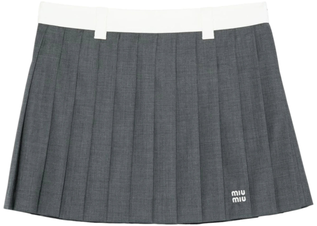 Miu Miu Pleated Mini Skirt Grey