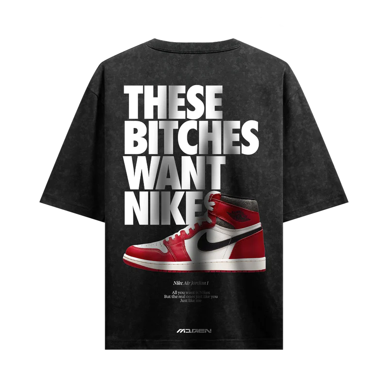 Myugen Nike Bitches Acid Wash Oversized T-Shirt Black