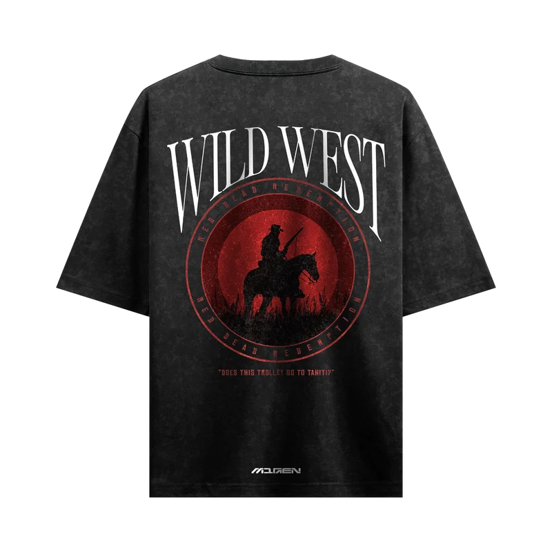 Myugen Wild West Acid Wash Oversized T-Shirt Black
