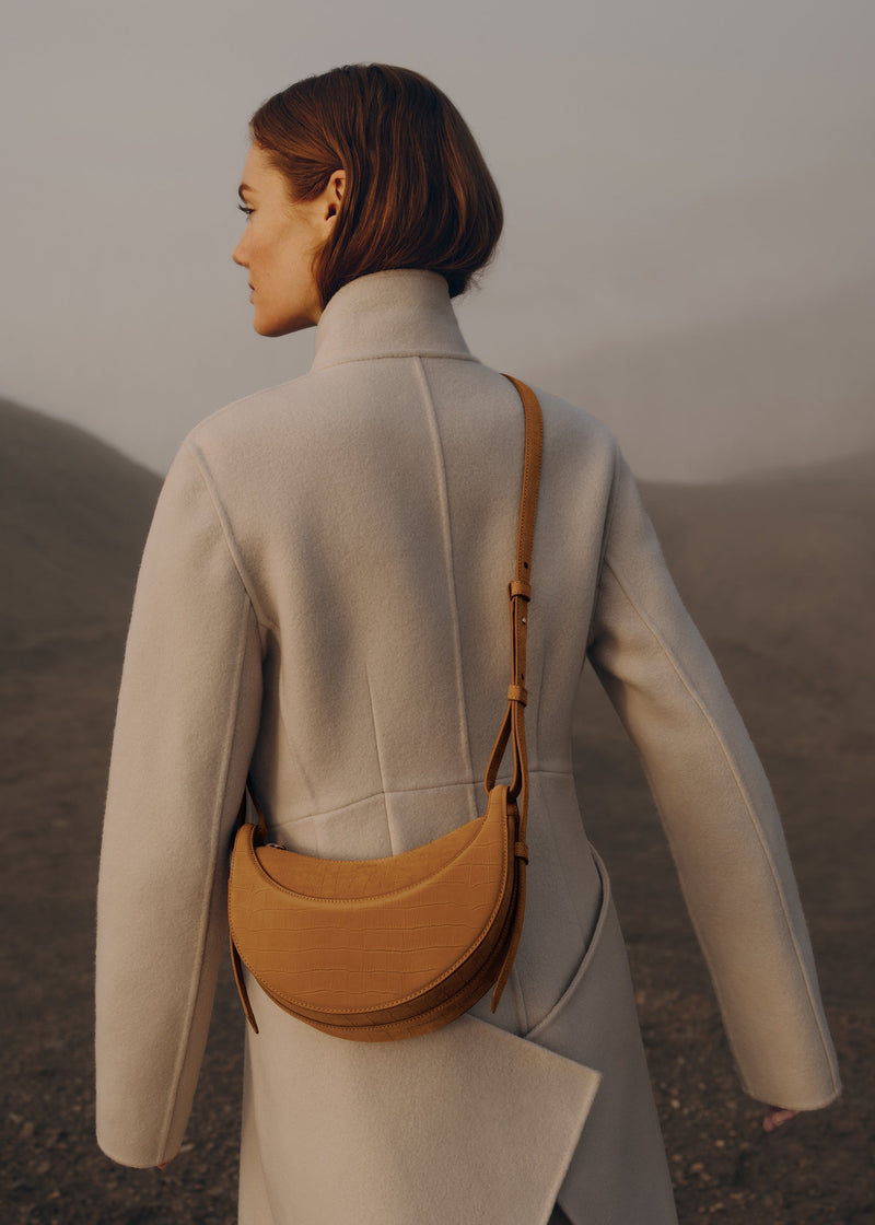 Polene Numero Dix Crocodile Nubuck Cinnamon