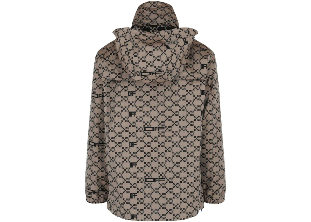Off-White Monogram Allover Windbreaker Jacket Brown