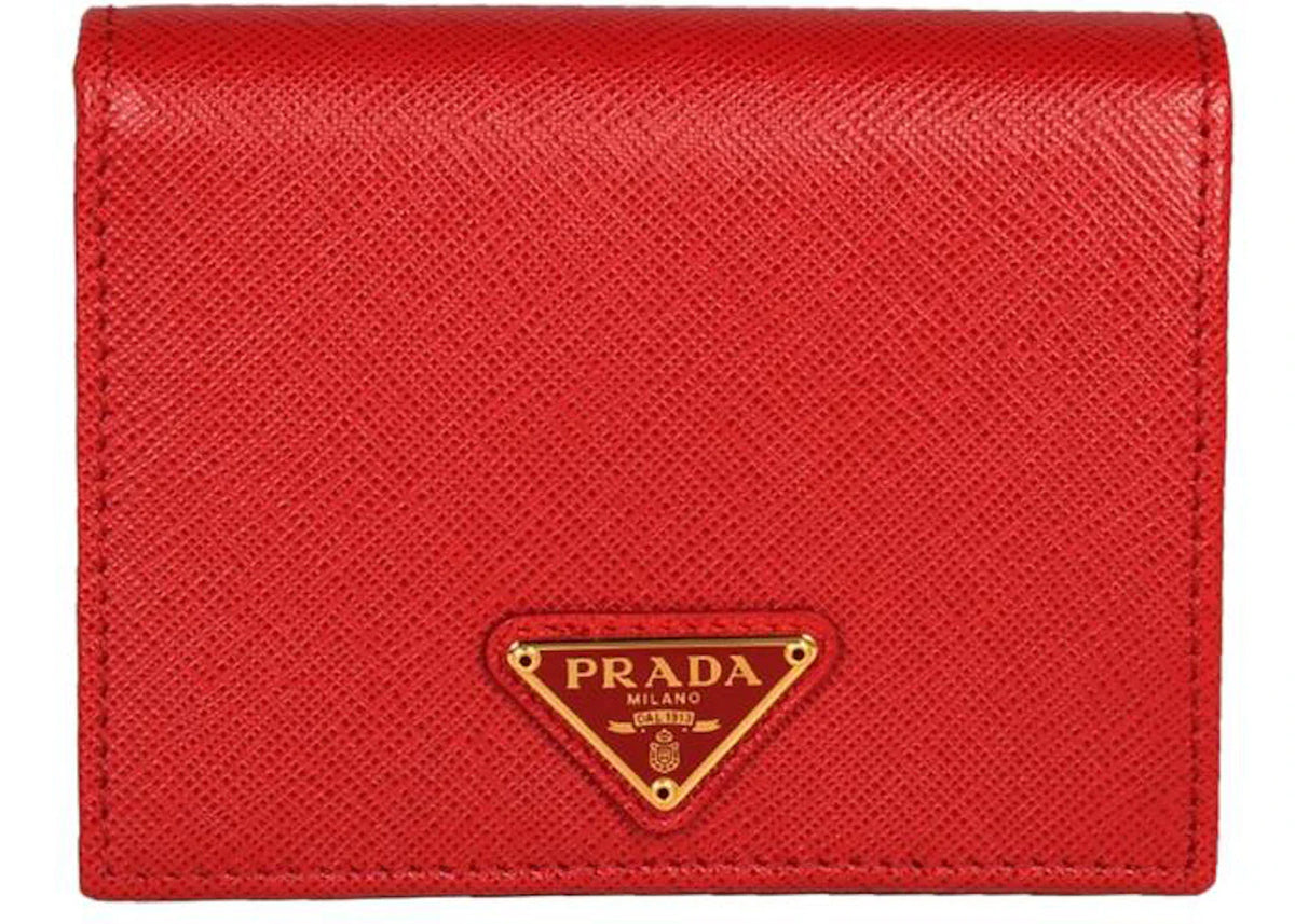 Prada Bifold Wallet (4 Card Slot) Saffiano Leather Red