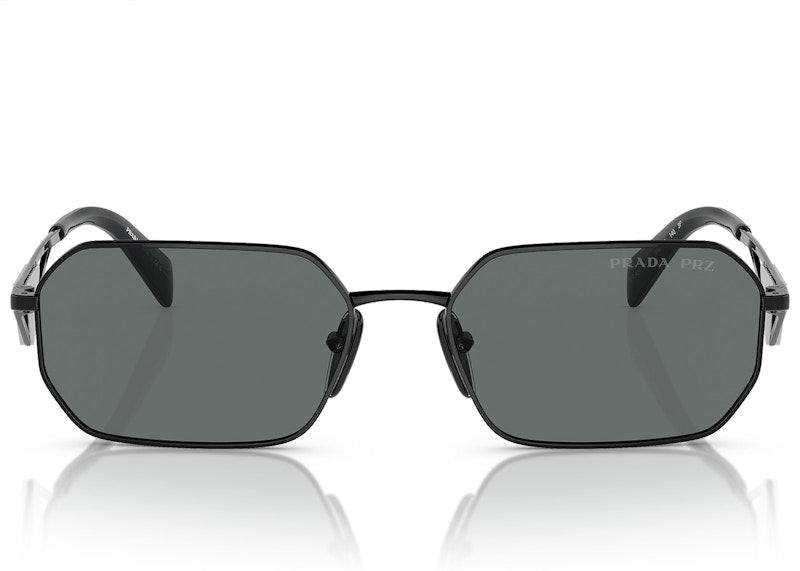 Prada Geometric Sunglasses Black/Black Grey (SPRA51 1AB-5Z1)