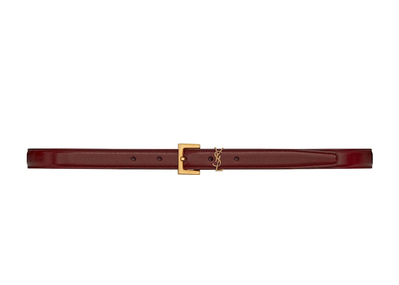 Saint Laurent Cassandre Leather Belt Red Agate