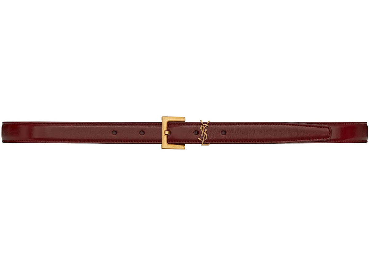 Saint Laurent Cassandre Leather Belt Red Agate