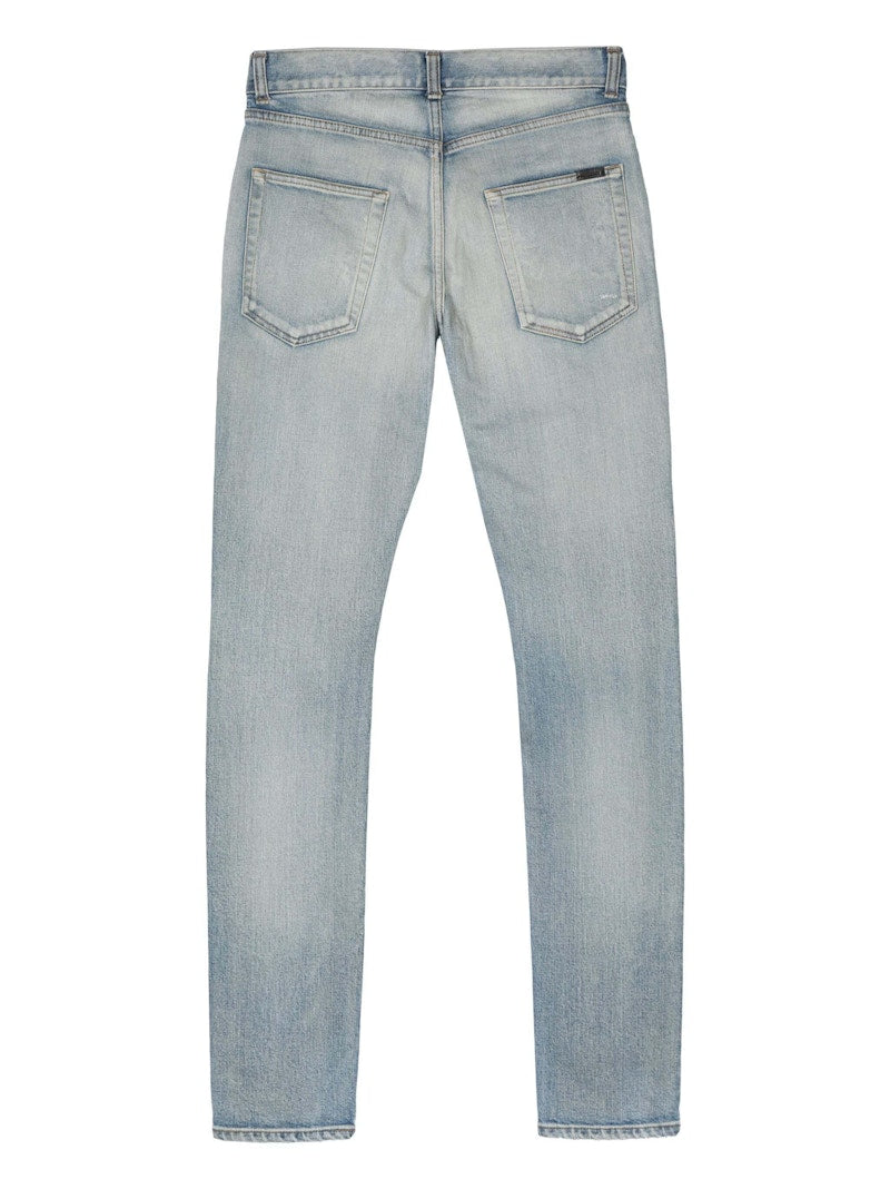 Saint Laurent Skinny 5 Pocket Low Denim Jeans Santa Monica Blue