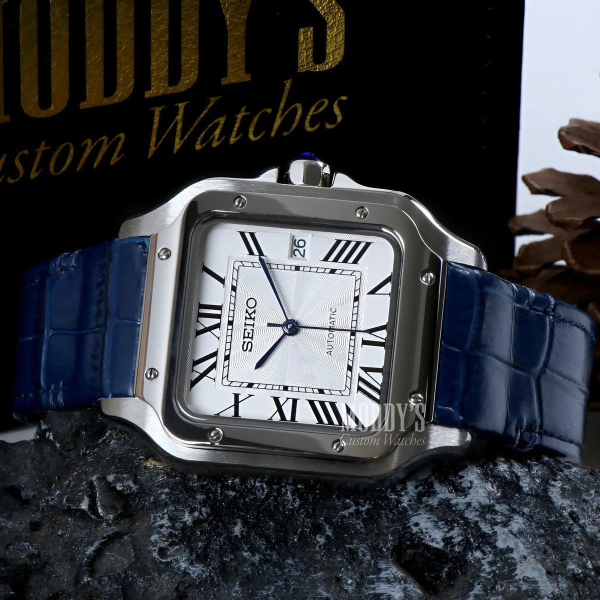 Seiko mod Santeiko White Blue Leather