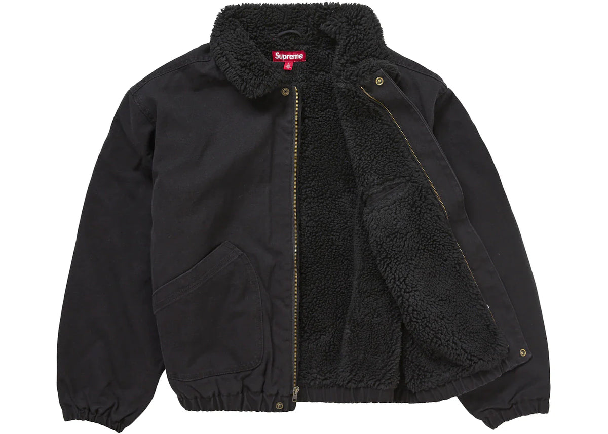 Supreme Faux Shearling Lined Bomber Jacket Black