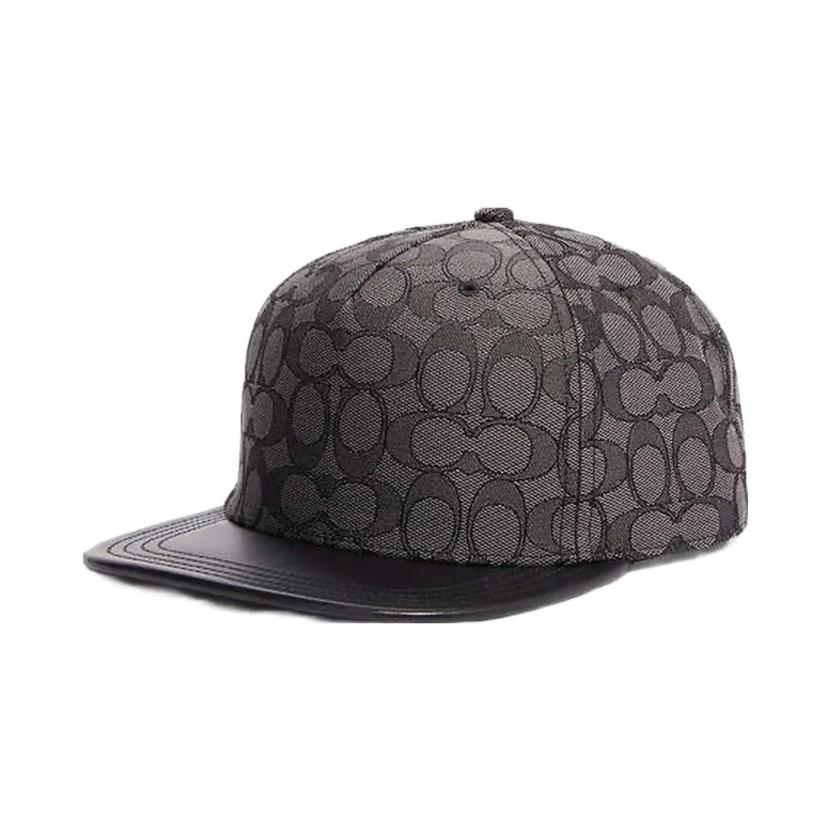 Coach Signature Jacquard Flat Brim Hat Charcoal-Black