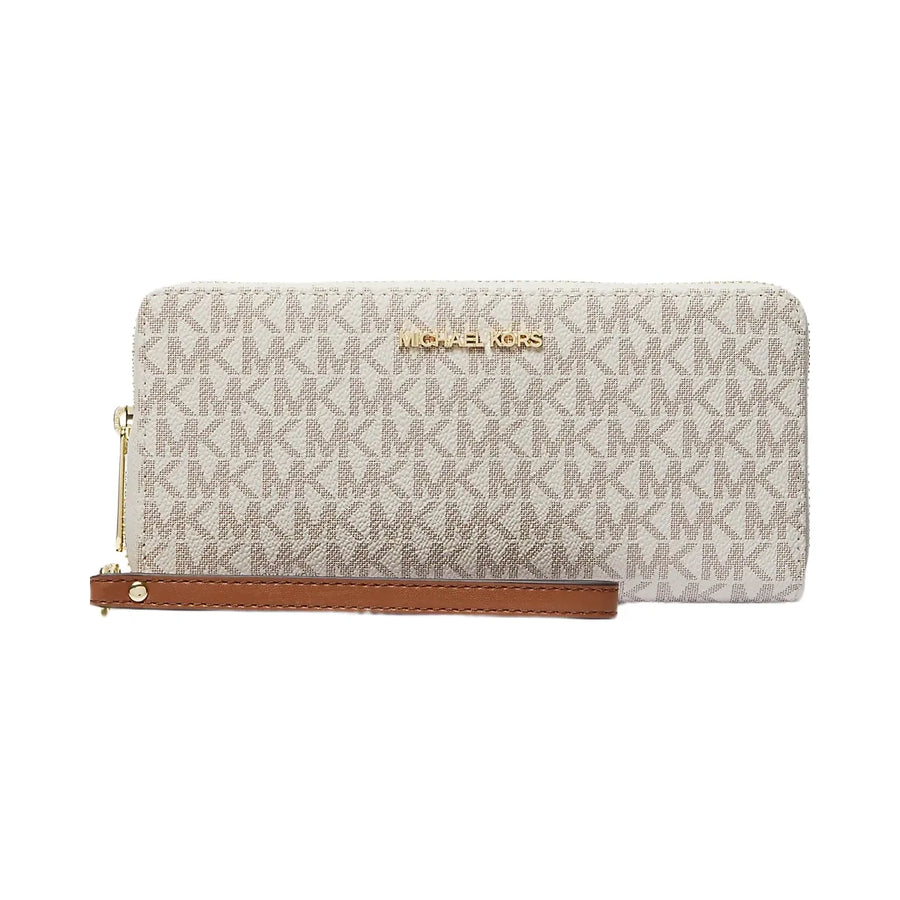 Michael Kors Jet Set Travel Large Logo Continental Wristlet Vanilla