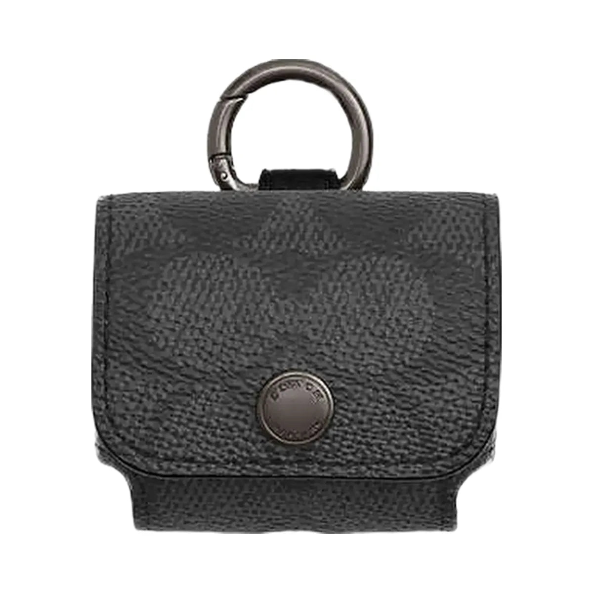 Coach Large Wireless Earbud Pro Case In Signature Canvas Gunmetal-Charcoal