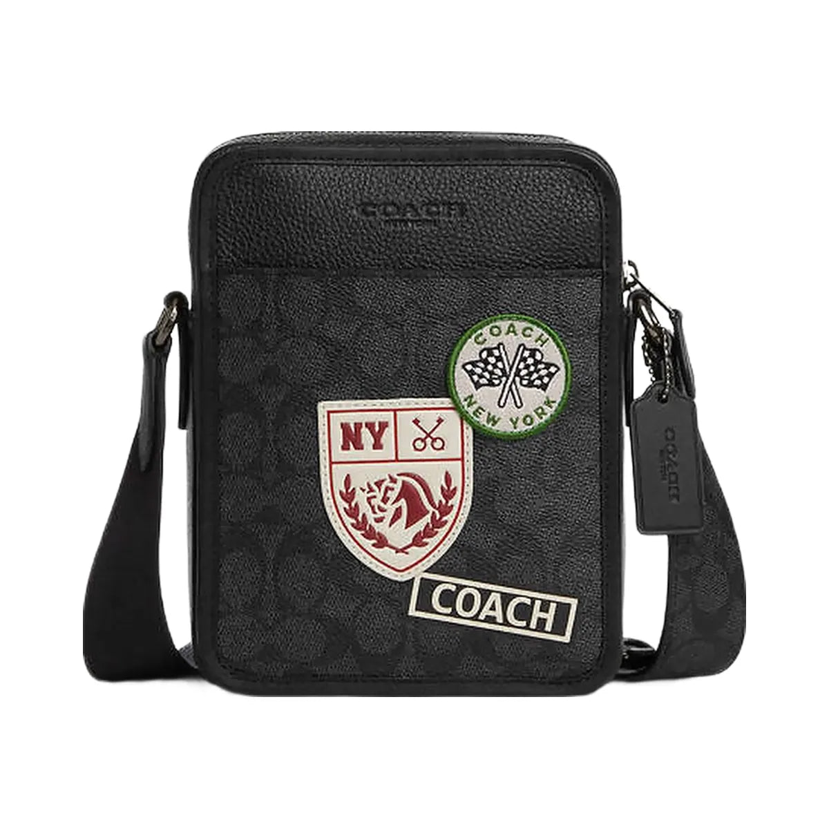Coach Sullivan Crossbody Bag In Signature Canvas With Patches Gunmetal-Charcoal Multi