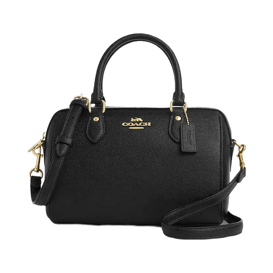 Coach Rowan Satchel Bag Crossgrain Leather-Gold-Black