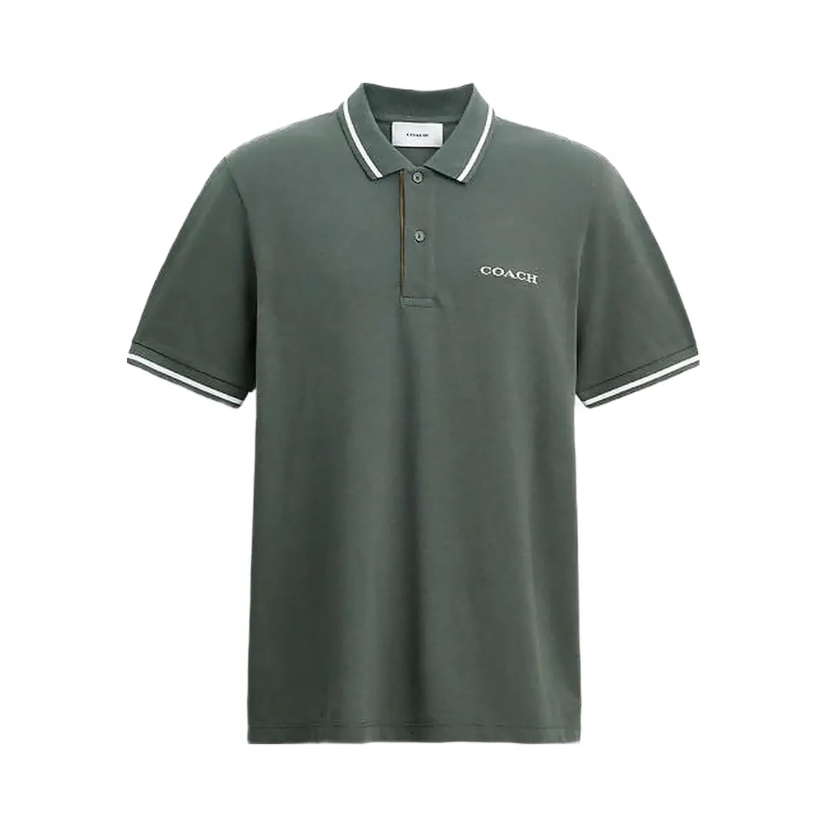 Coach Signature Trim Polo In Organic Cotton Ivy