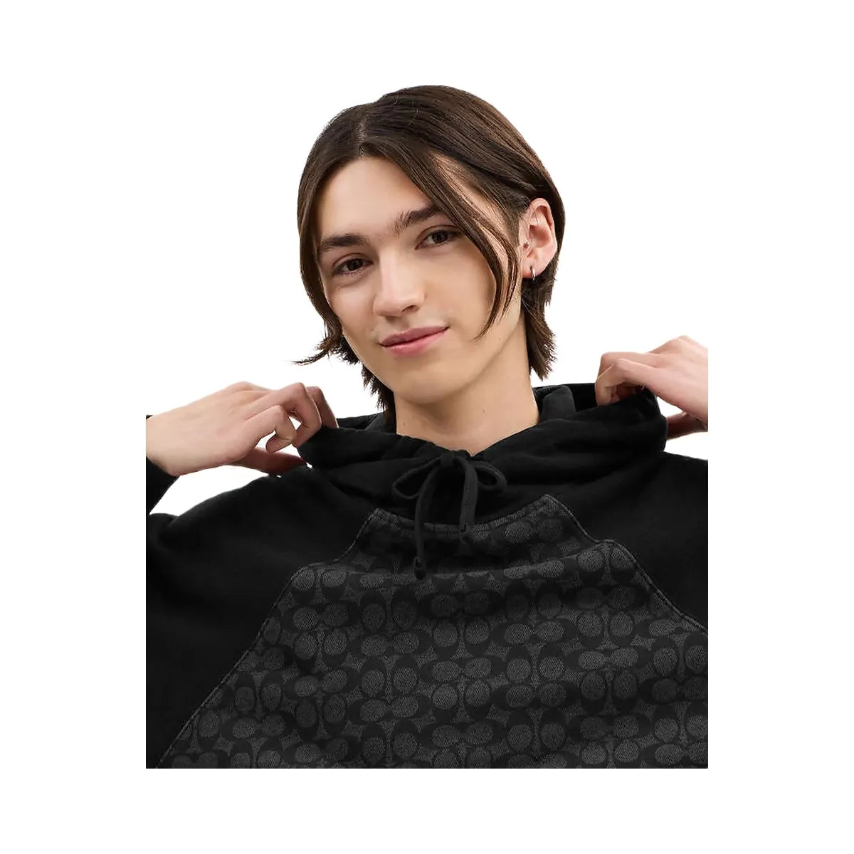 Coach Signature Hoodie In Organic Cotton Charcoal Signature