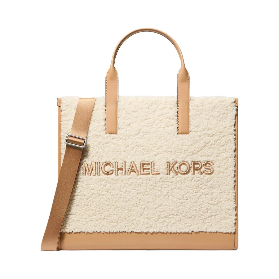 Michael Kors Cooper Medium Sherpa Convertible Tote Bag Peanut