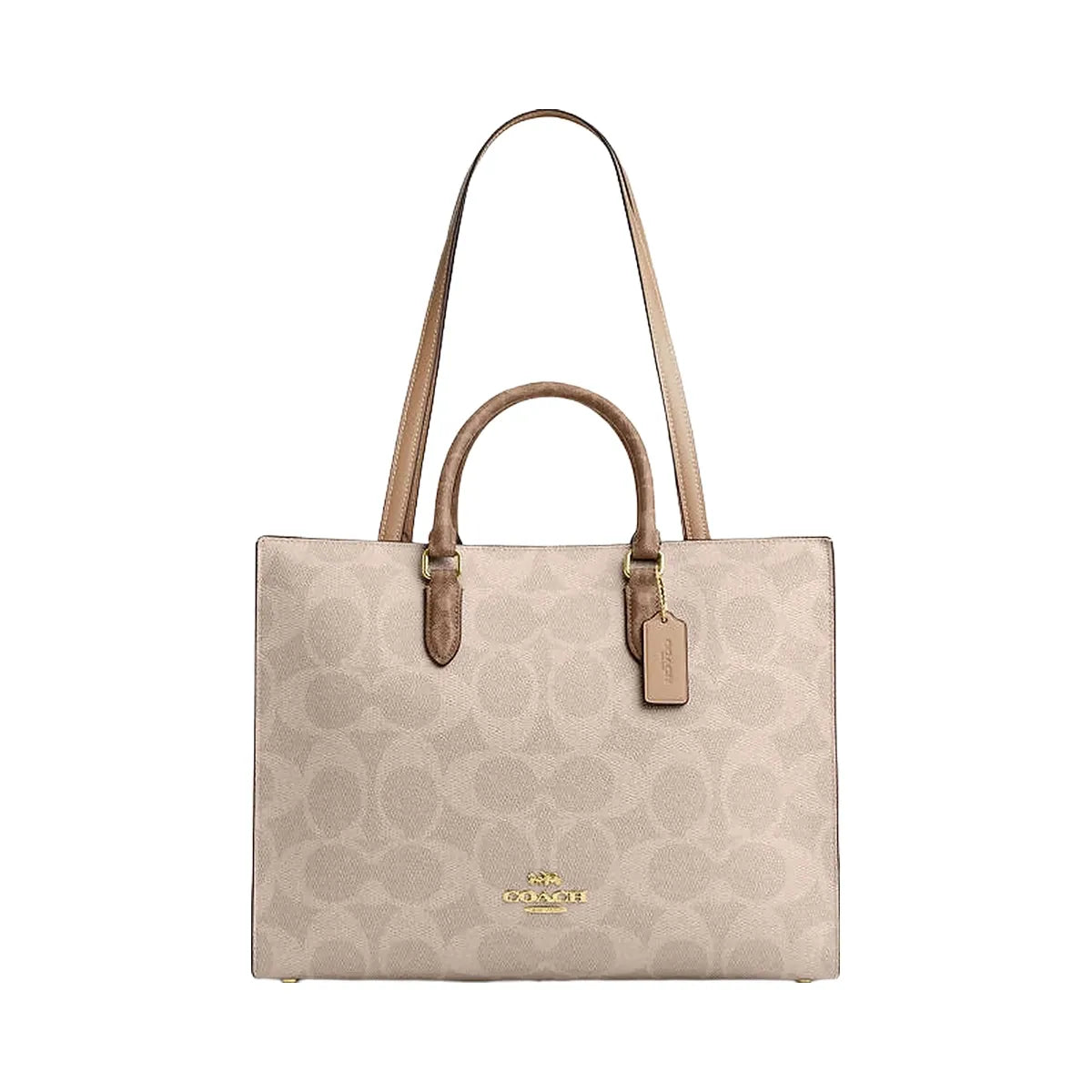 Coach Maggie Tote Bag In Blocked Signature Canvas Signature Canvas-Gold-Sand-Tan