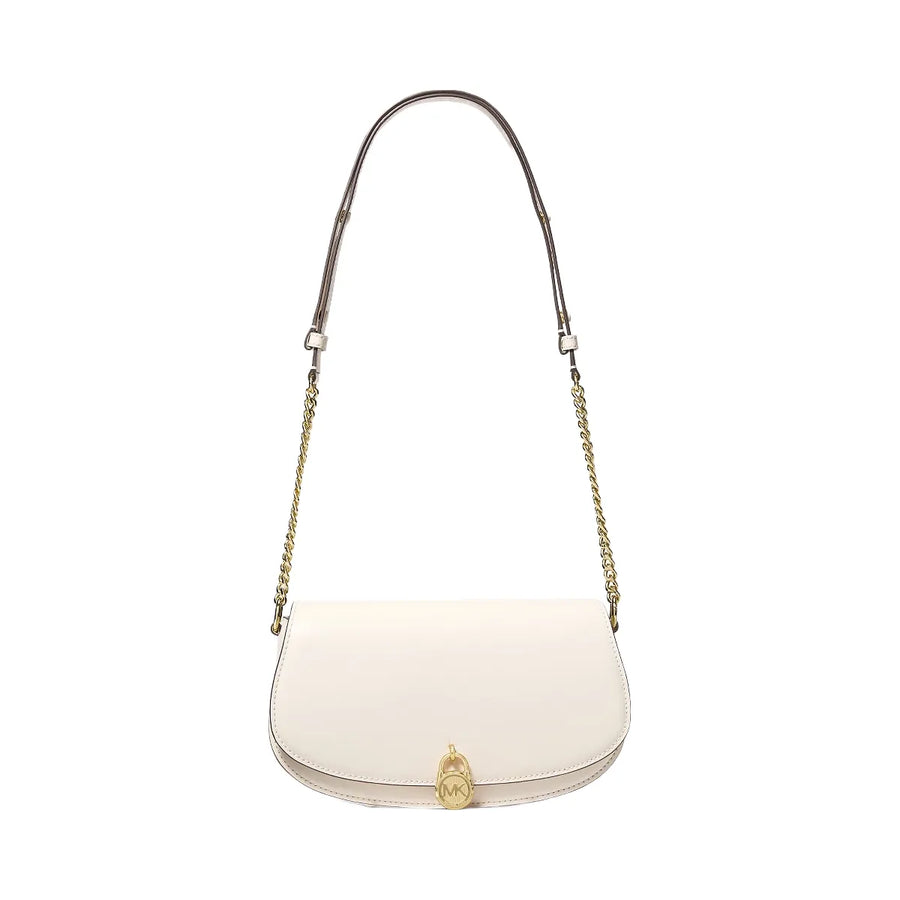 Michael Kors Mila Medium Leather Messenger Bag Lt Cream