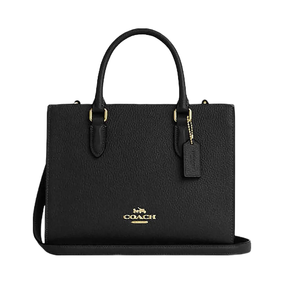 Coach Maggie Small Tote Bag Pebbled Leather-Gold-Black