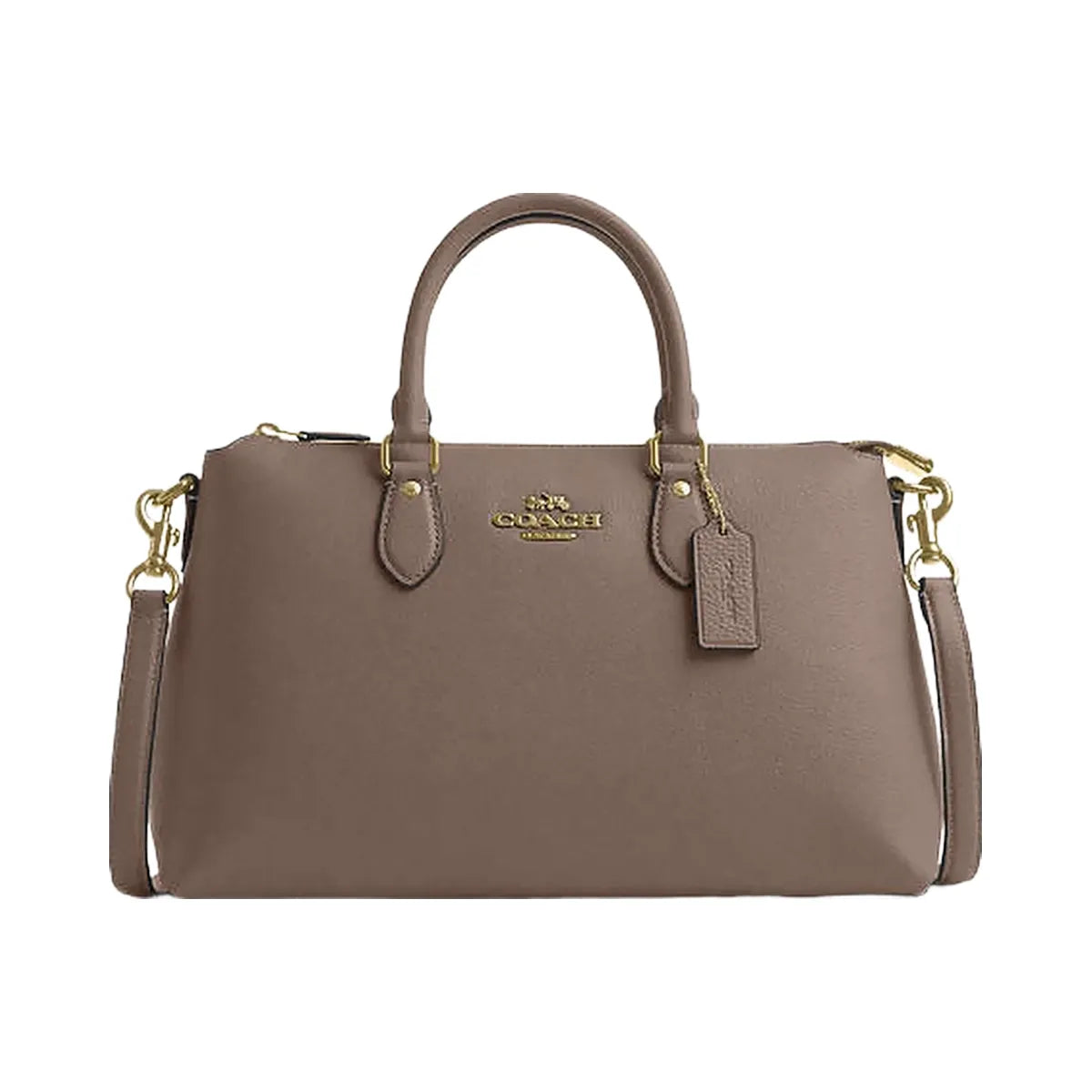 Coach Georgia Satchel Bag Pebbled Leather-Gold-Dark Stone
