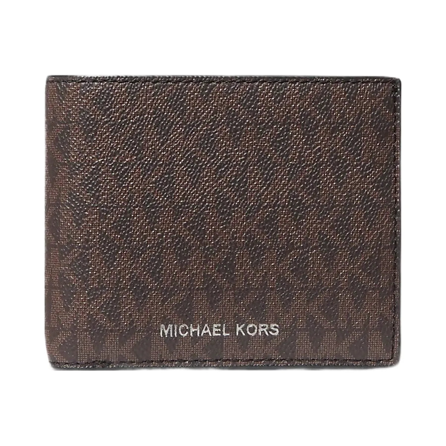 Michael Kors Cooper Logo Billfold Wallet With Passcase Brown-Black