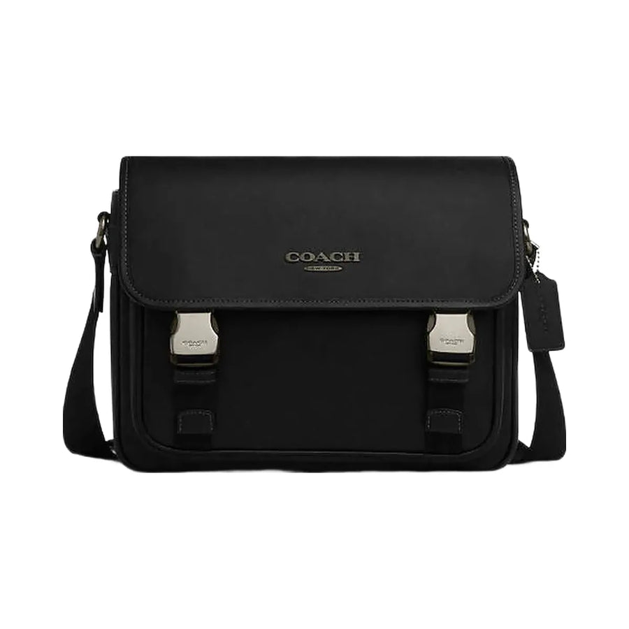 Coach Racer Messenger Bag Smooth Leather-Gunmetal-Black