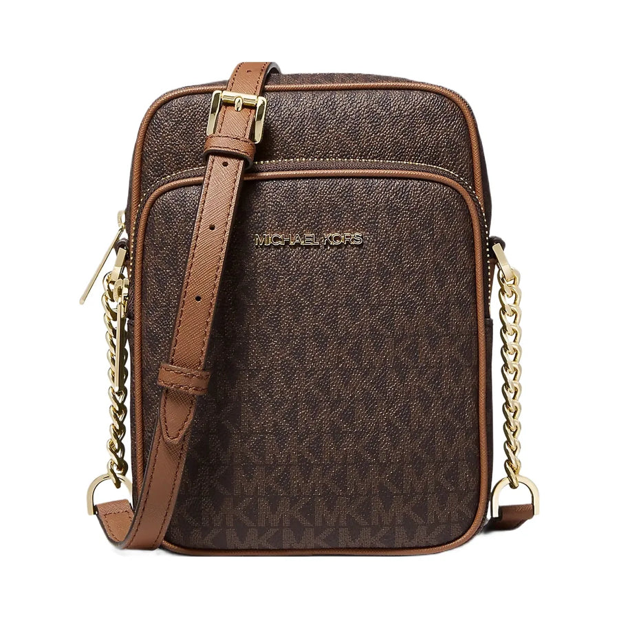 Michael Kors Jet Set Travel Medium Logo Crossbody Bag Brown