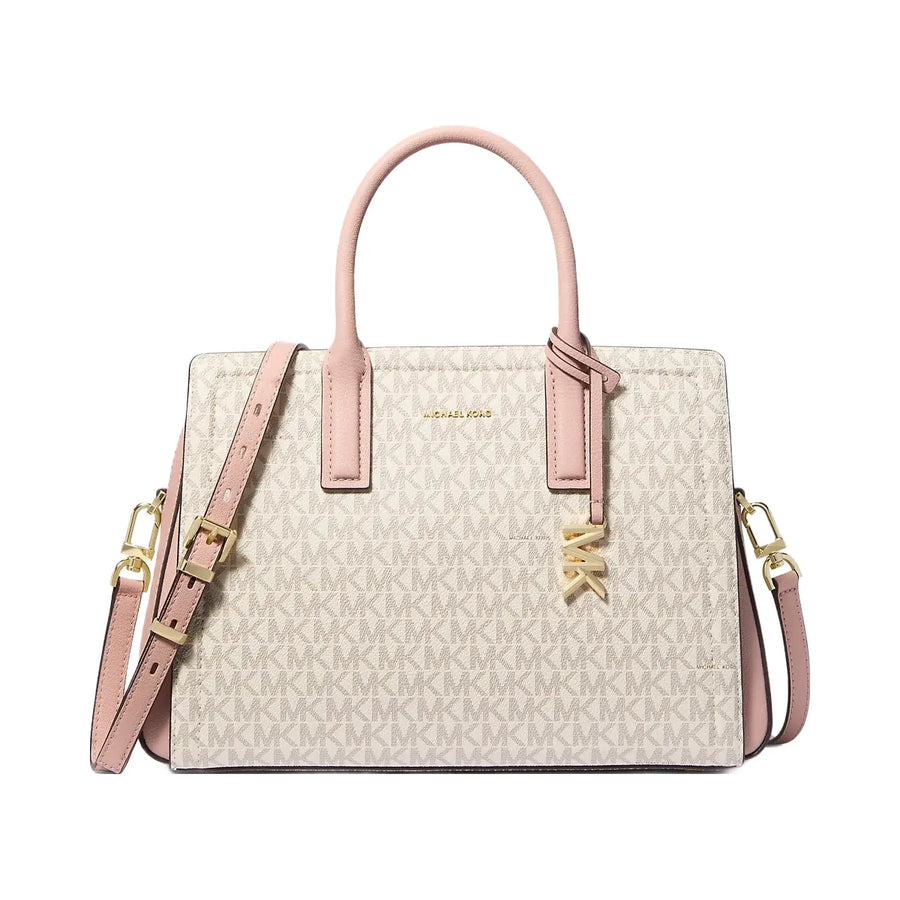 Michael Kors Laila Medium Signature Logo Satchel Vanilla-Soft Pink