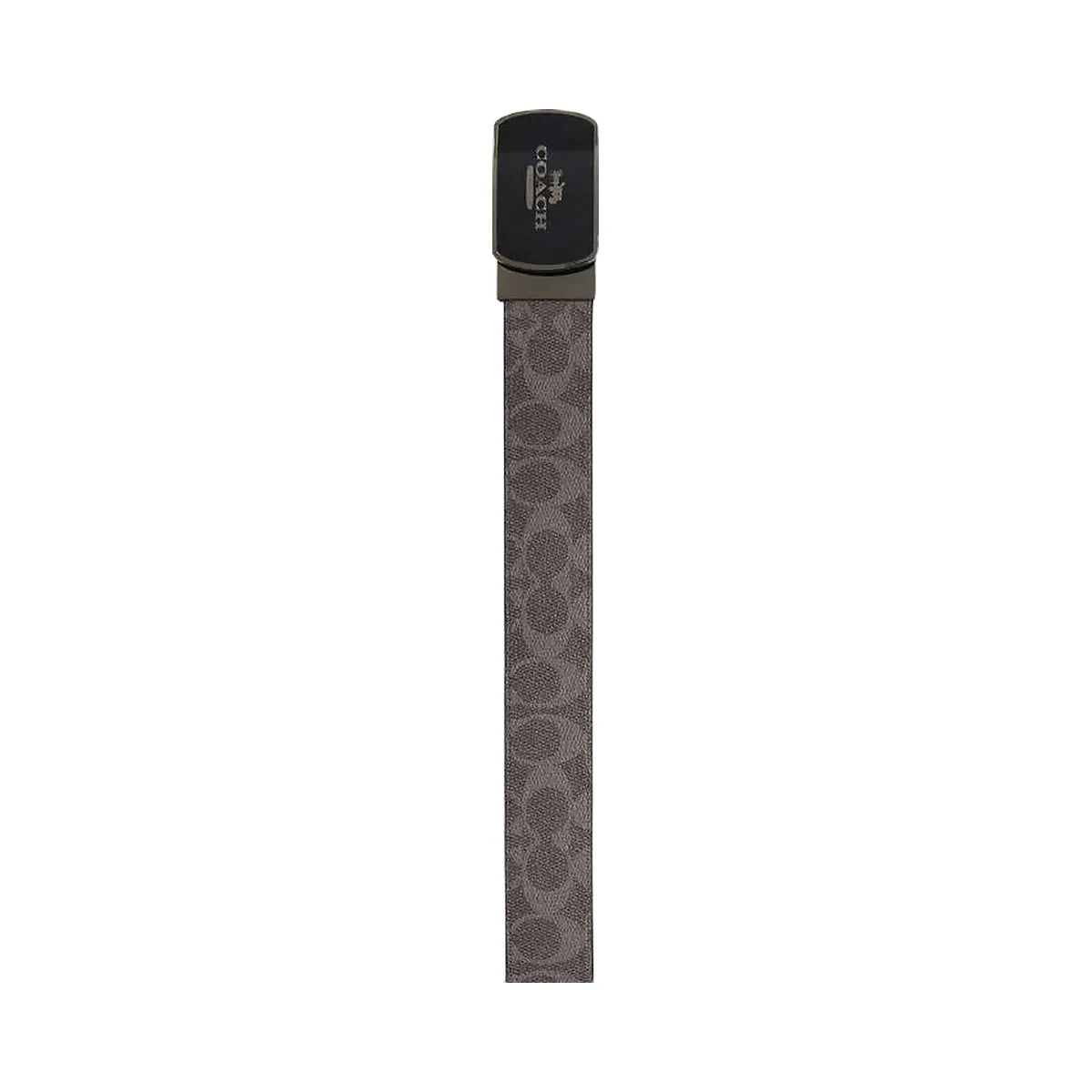 Coach Plaque Buckle Cut To Size Reversible Belt, 38 Mm Signature Canvas-Qb-Grey-Charcoal