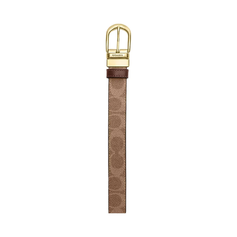 Coach Harness Buckle Cut To Size Reversible Belt, 25 Mm Signature Canvas-Gold-Tan-Brown