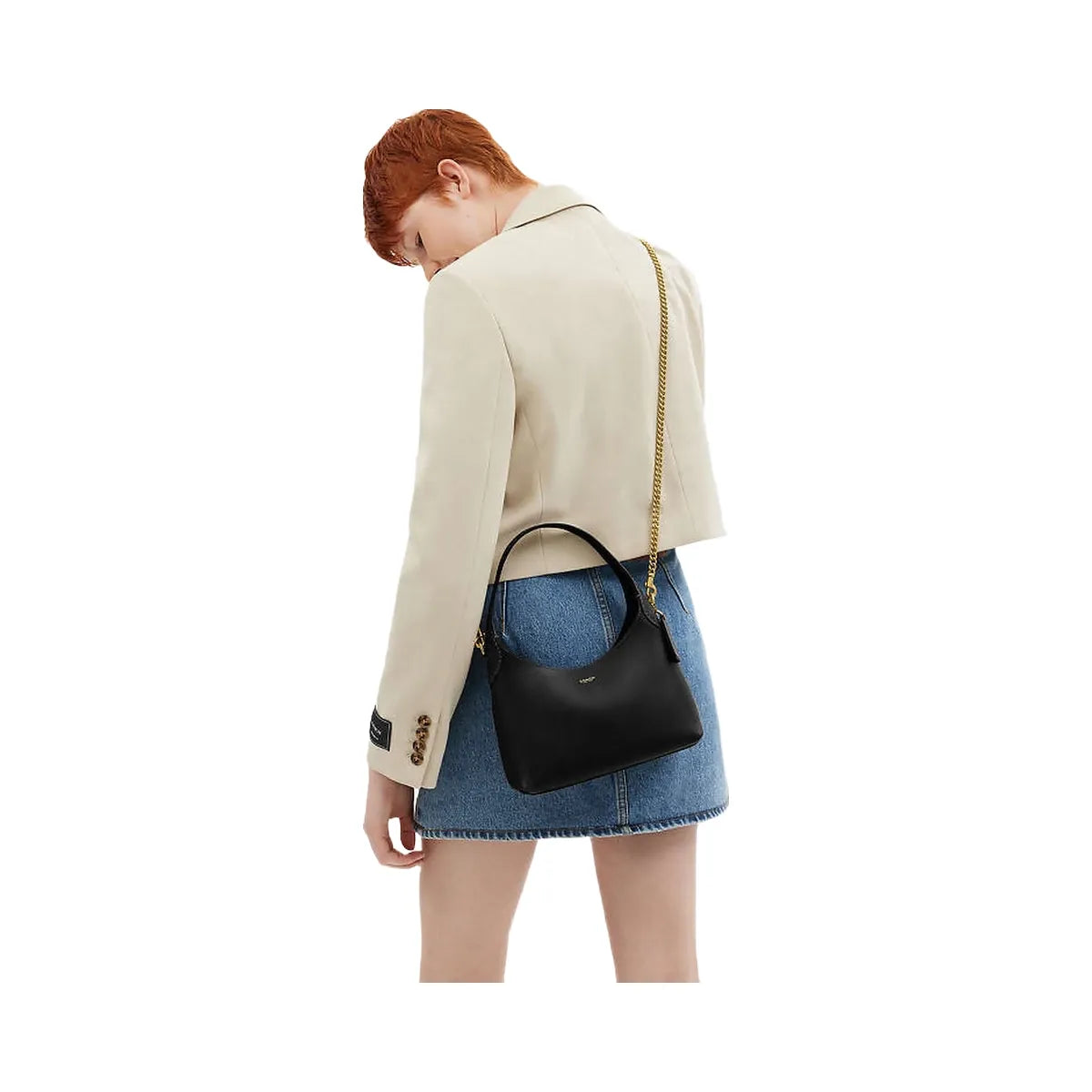 Coach Brooklyn Shoulder Bag 23 Natural Grain Leather-Brass-Black