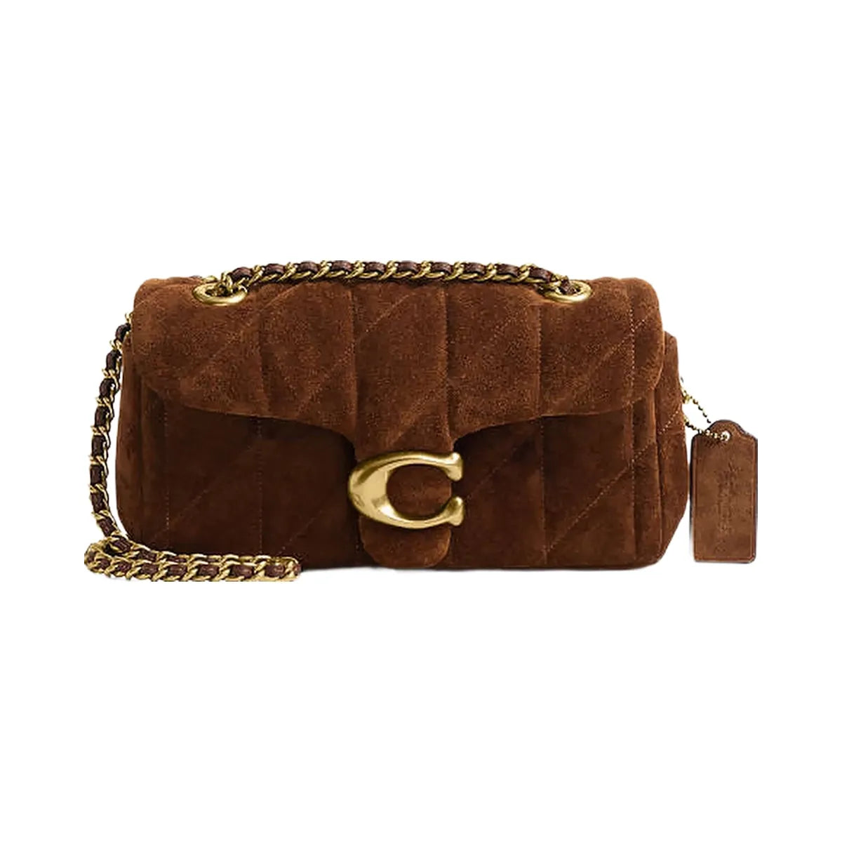 Coach Tabby Shoulder Bag 20 With Quilting Suede-Brass-Warm Brown