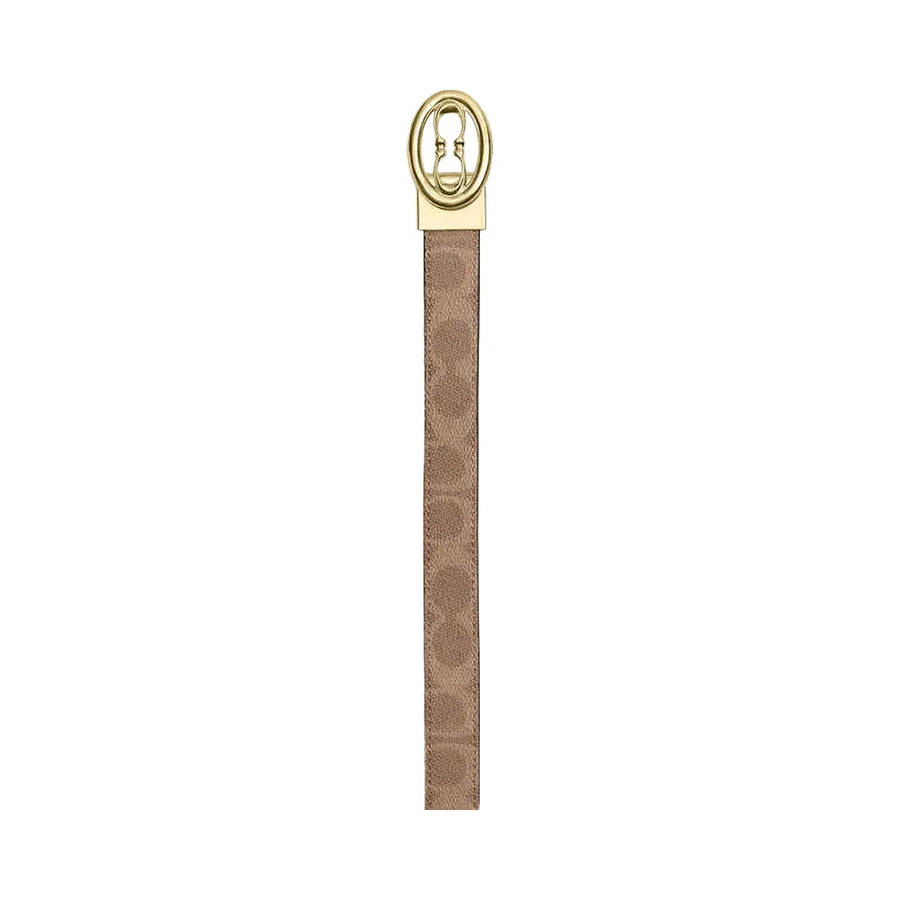Coach Signature Buckle Cut To Size Belt, 25 Mm Signature Canvas-Gold-Tan-Brown
