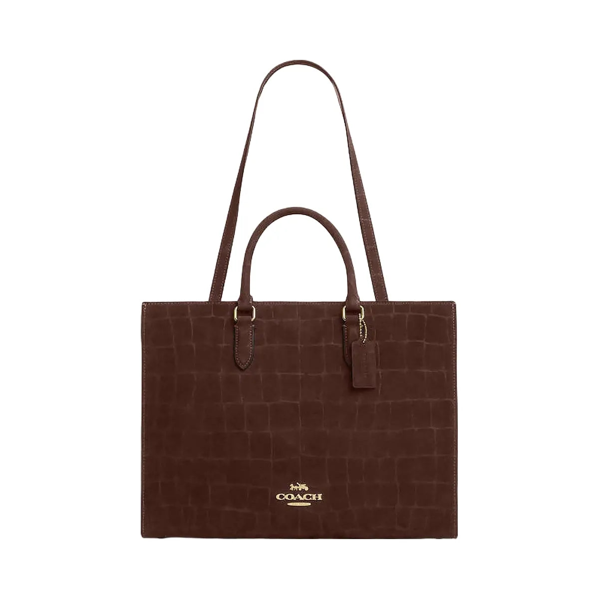 Coach Maggie Tote Bag Embossed Crocodile-Gold-Maple